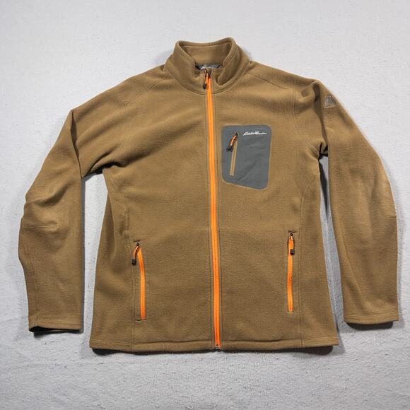 Eddie‎ Bauer First Ascent Micro Fleece Jacket Men L Brown Polartec Full Zip - Picture 1 of 10